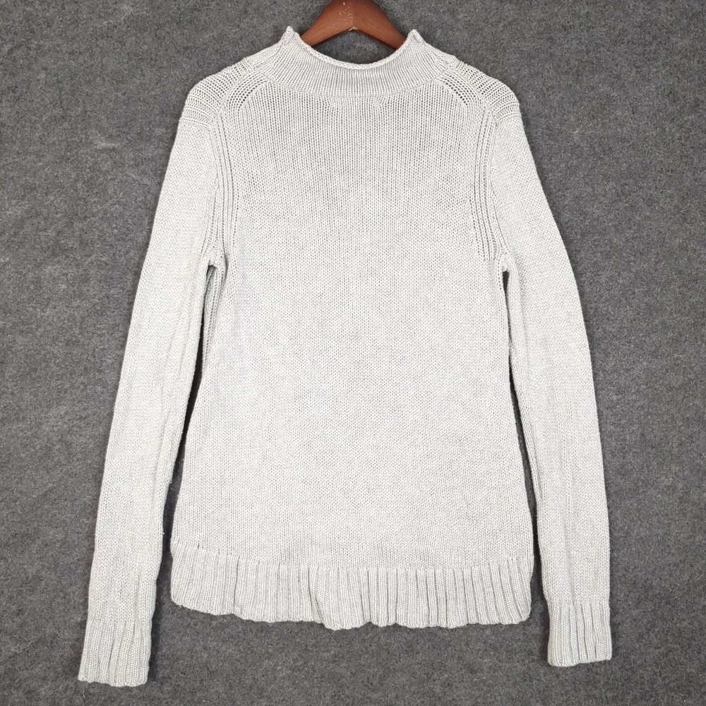 J Crew Always Heather‎ Gray Mock Neck Knit Pullover Sweater Womens Medium M